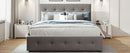 Upholstered Platform Bed With Classic Headboard And Drawers, No Box Spring Needed