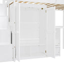 Loft Bed With Stairs, Bookshelf, Drawers, Desk & Wardrobe, Space Saving Multifunctional Furniture