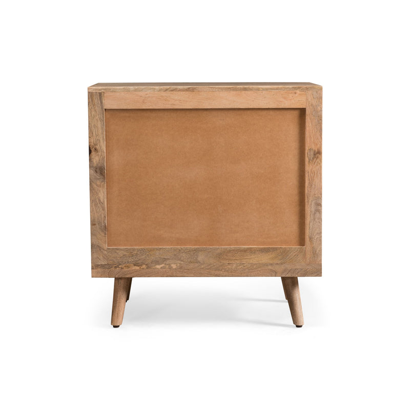 Mid Century Modern Mango Wood 3 Drawer Chest With 3D Tile Weave Design - Natural