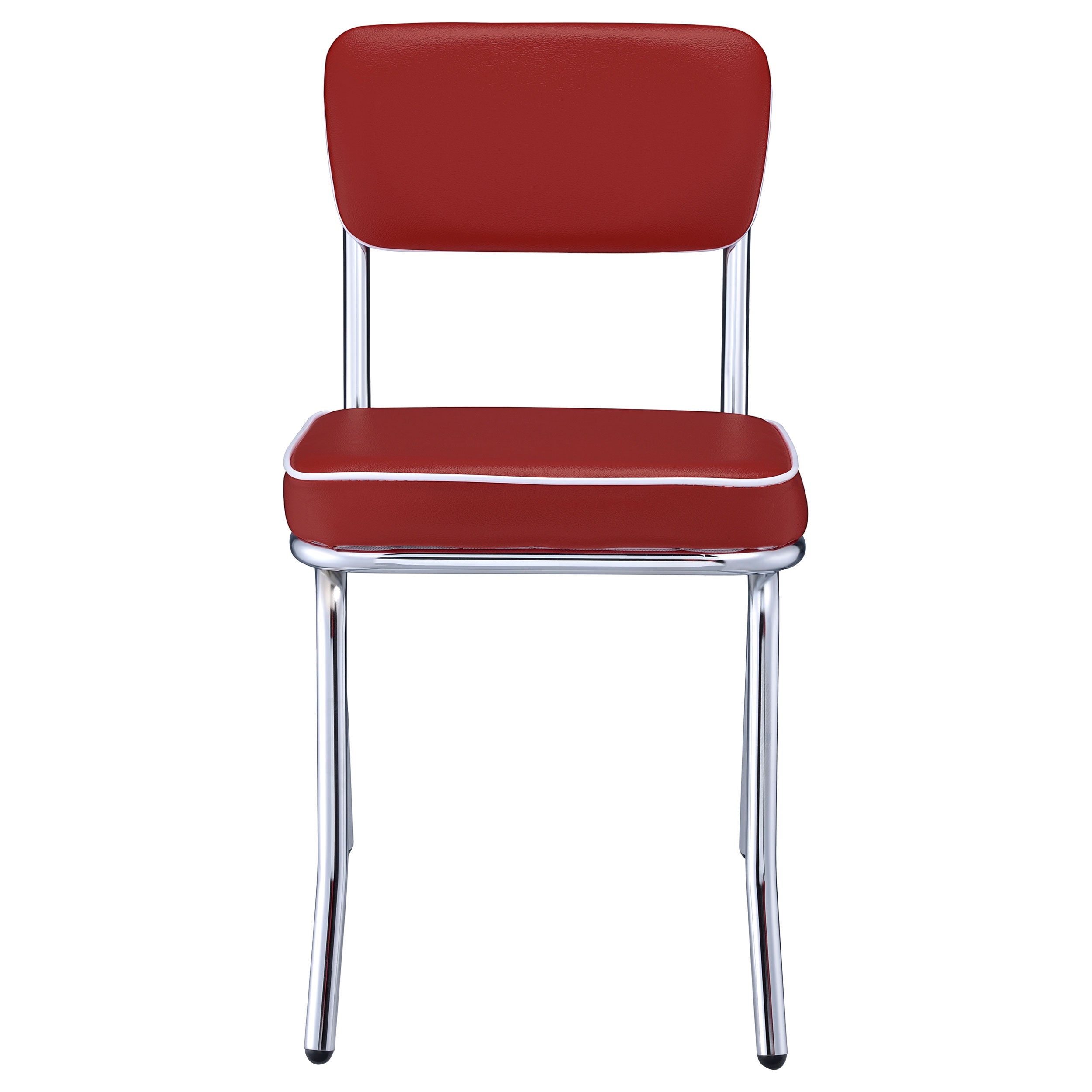 Retro Upholstered Dining Side Chair Red (Set of 2) — view 4