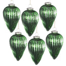 Tear Drop Ornament, Glass Decorative Hanging Christmas Tree Ornaments For Holiday Party Decorations (Set of 6) - Green