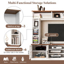 Wall Unit Entertainment Center With Bookshelves For TVs Up To 80", Tempered Glass Doors And Adjustable Shelves