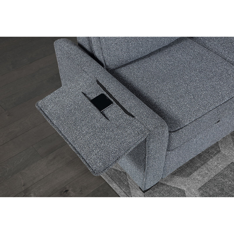 Rebecca - Sofa With Pull Out Bed, Storage Chaise, USB And Cup Holders - Dark Gray