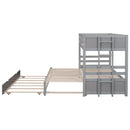 Twin over Pull-out Bunk Bed with Trundle, Gray
