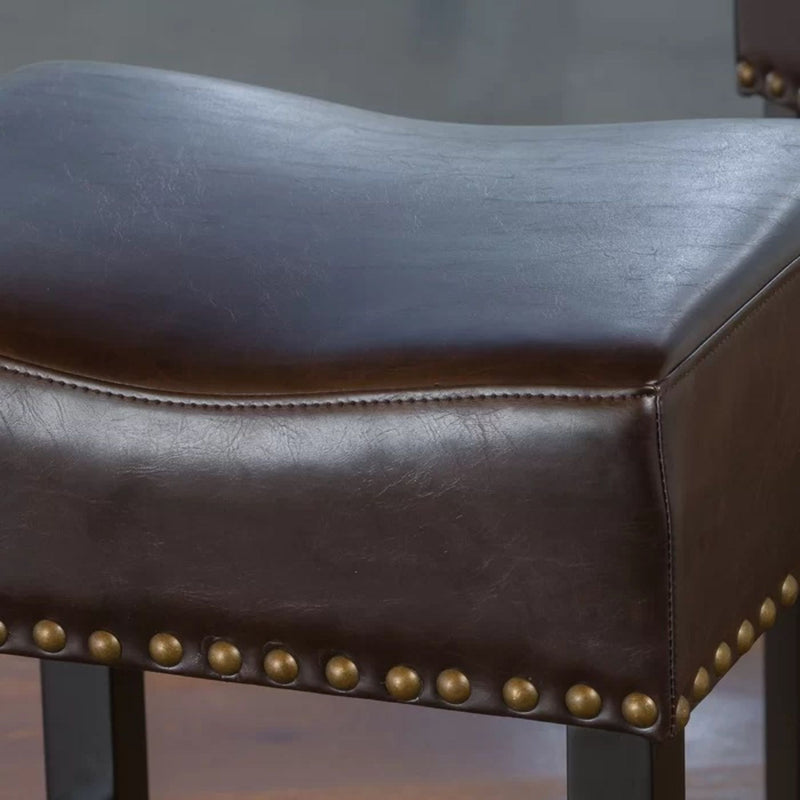 Soltique - Backless Dining Counter Stool With Nailhead Trim (Set of 2)