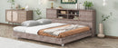 Full Size Daybed Frame with Storage Bookcases,Wood Light Oak