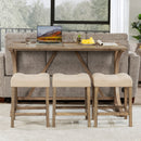Bar Table Set With 3 Padded Stools