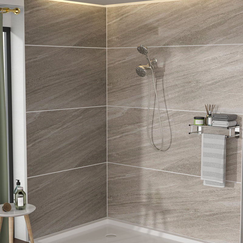 Multi Function Dual Shower Head 4.7" Rain Showerhead & 8 Function Hand Shower System - Brushed Nickel
