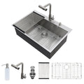 Drop In Kitchen Sink With Pull Down Faucet And Soap Dispenser