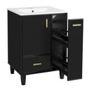 Bathroom Vanity With Sink, Deep Drawer, Door Shelf, 2 Tier Basket