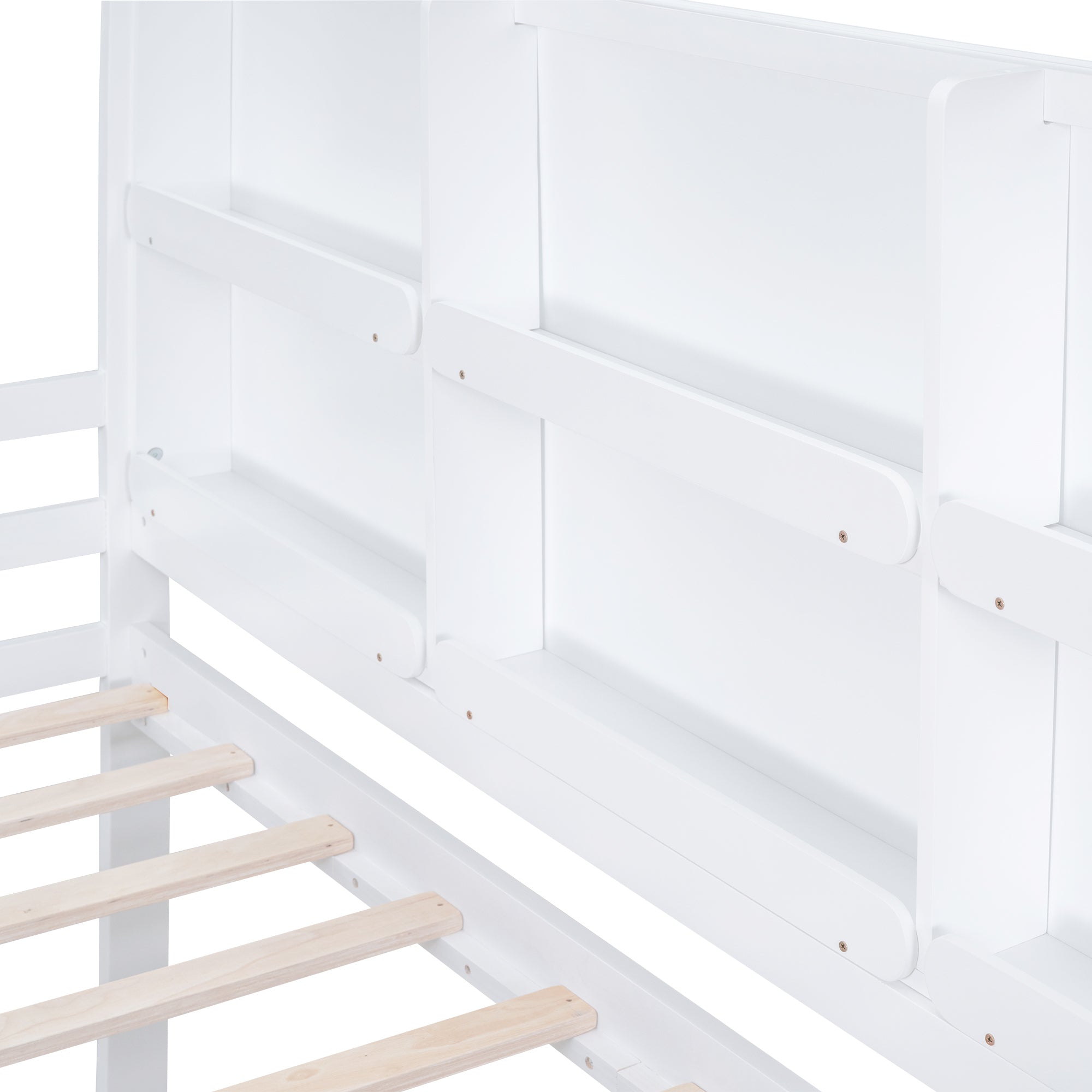 Twin Size House Loft Bed with Multiple Storage Shelves, White - Atlantic Fine Furniture Melbourne FL