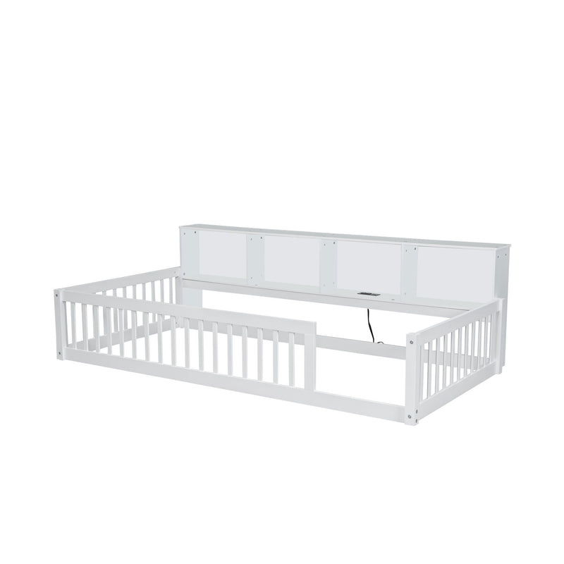 Floor Bed With Storage Cabinets And USB Ports