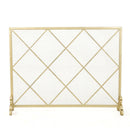 Minimalist Single Panel Iron Fireplace Screen With Diamond Design