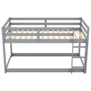 Twin over Twin Floor Bunk Bed with Ladder , Gray(Old SKU:WF281727AAE/WF286602AAE)