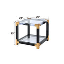 Lafty - End Table - Clear Glass & White Brushed