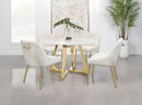 Gwynn - Round Marble Stainless Steel Dining Table - Gold