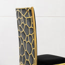 Dining Chair (Set of 2) With Unique Backrest Stainless Steel Legs - Gold