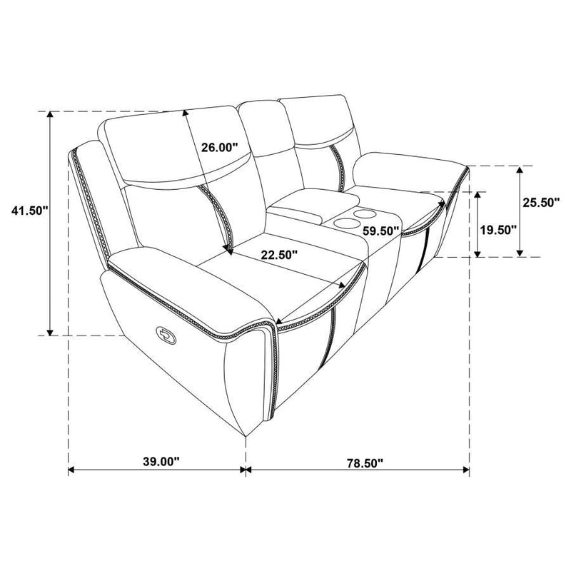Sloane - Upholstered Padded Arm Reclining Loveseat - Blue