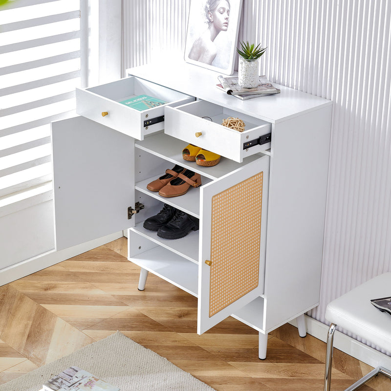 Modern Minimalist Rattan Shoe Cabinet, Elegant Storage Solution