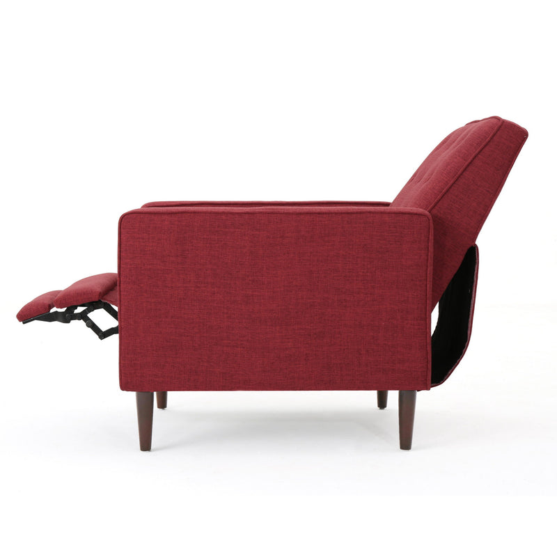 Mid-Century Modern Recliner With Button Tufted Waffle Stitch