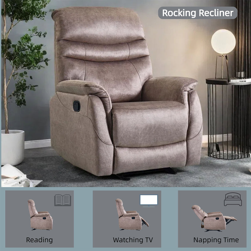 Rocking Recliner Chair For Living Room, Adjustable Modern Recliner Chair, Recliner Sofa With Lumbar Support, Classic And Traditional Recliner Chair With Comfortable Arm And Back Sofa - Dark Gray