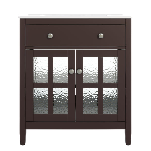 Bathroom Vanity With Ceramic Sink, Adjustable Shelf & Tip Out Tray