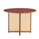 Retro Round Table With Imitation Rattan Rubber Wood - Walnut