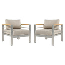 Cora - Outdoor Aluminum Club Chair Set Frame With Cushion Durable And Stylish Seating For Patio - Beige / Natural / Silver
