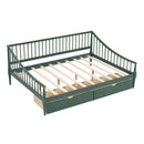 Full Size Daybed with Two Storage Drawers and Support Legs, Green