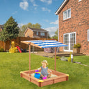 Kids Sandbox With Cover, Sand Box With Adjustable Canopy, Large Outdoor Cedar Sandpit For Backyard Play - Reddish Brown