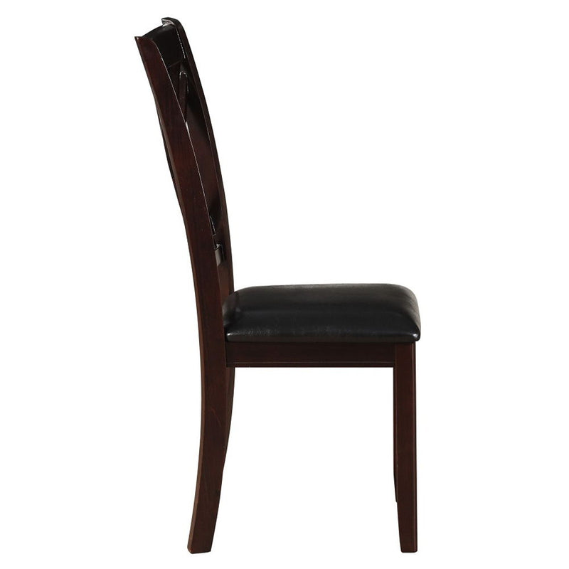 Katrien - Side Chair (Set of 2) - Black Synthetic Leather & Espresso