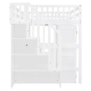 Loft Bed With Stairs, Bookshelf, Drawers, Desk & Wardrobe, Space Saving Multifunctional Furniture
