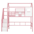 Metal Loft Bed With Roof Design And Storage Box With Guardrails And Integrated Ladder