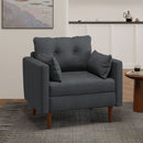 Enchantica - Upholstered Fabric Club Chair With Button Tufted And 2 Accent Pillows