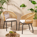 Outdoor Wicker Chair With Powder Coated Iron Legs