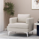 Upholstered Fabric Club Chair With Iron Legs - Beige