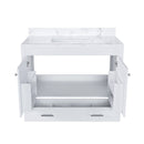 43" Bathroom Vanity With Artificial Marble Carrara Top Set, Multi Functional Bathroom Cabinet With Doors And Drawer - White