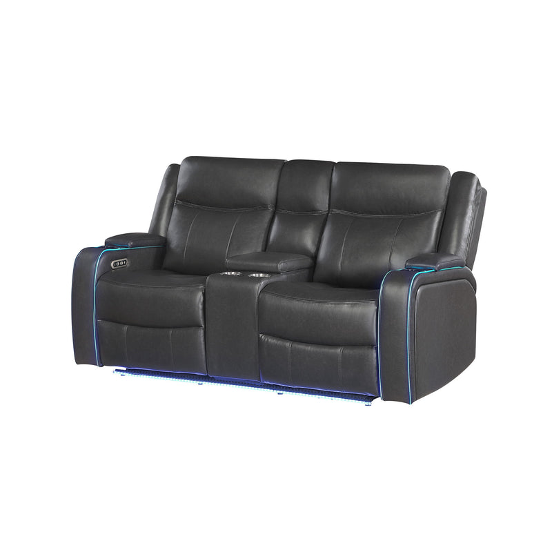 Blanca - Power Console Reclining Loveseat With LED Lights And Power Headrest Frame - Charcoal