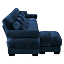 Modern Sectional Sofa With Ottoman, Round Bolster Armrests, Waist And Throw Pillows