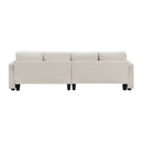 4 Seater Modern Linen Sofa With Armrest Pockets And 4 Pillows, Minimalist Style Couch For Living Room