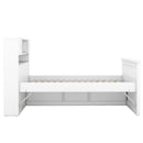 Captain Platform Bed Frame With Storage Bookcases, Shelves, And 4 Drawers