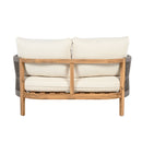 2 Pieces Outdoor Acacia Furniture Set, Woven Rope Outdoor Patio Loveseat, 2 Seat Deep Seating Group With Cushions And Coffee Table For Porch - Teak / Gray / Beige