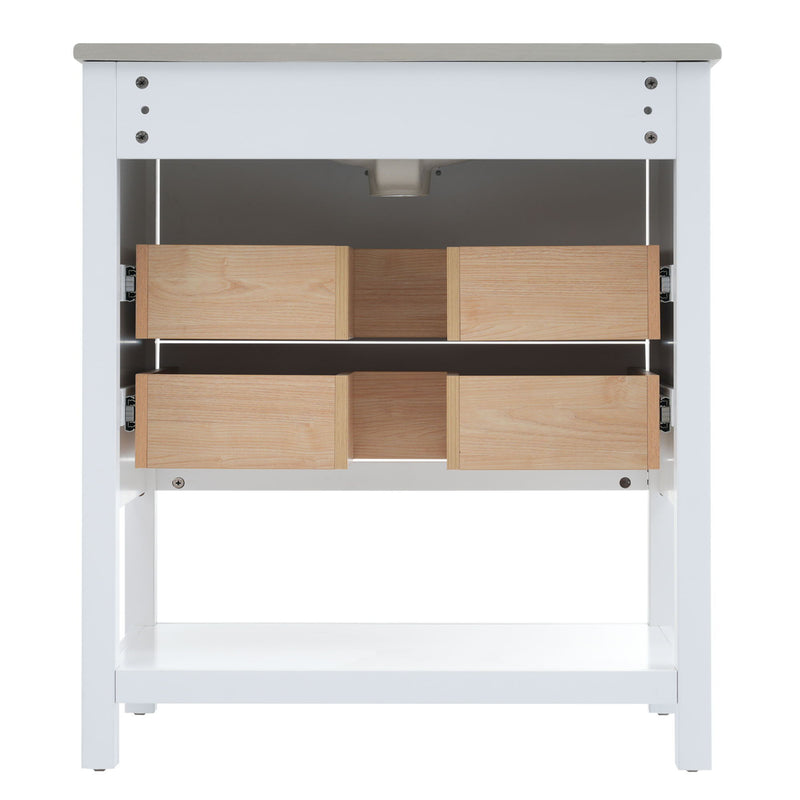 Modern Bathroom Vanity Cabinet, Combo With Open storage, Two Drawers