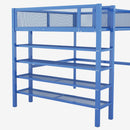 Loft Bed With 4 Tier Shelves And Storage