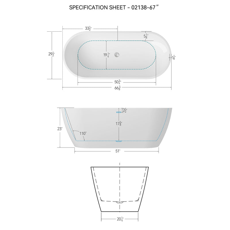 Acrylic Freestanding Soaking Bathtub With Classic Slotted Overflow And Toe-Tap Drain In Chrome, Cupc Certified.Easy To Install, 02138 - Glossy White
