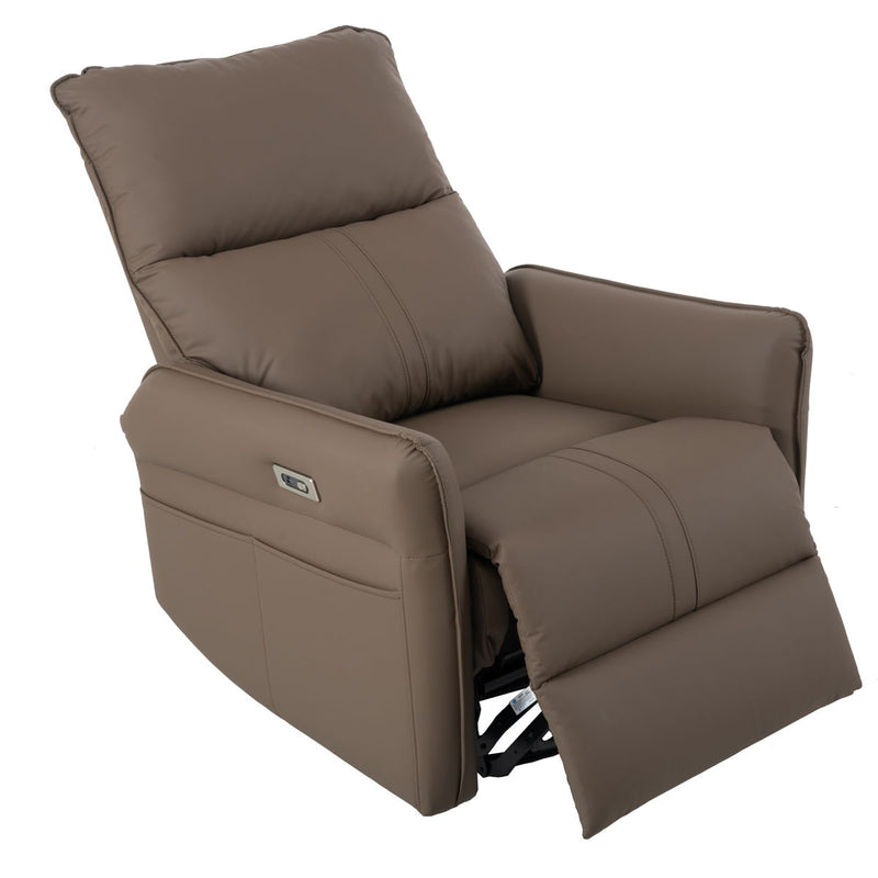 270 Power Swivel Rocker Recliner Chair, Electric Glider Reclining Sofa With USB Ports, Power Swivel Glider, Rocking Chair Nursery Recliners For Living Room Bedroom - Brown