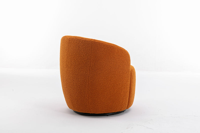 Teddy Fabric Swivel Accent Armchair Barrel Chair With Powder Coating Metal Ring