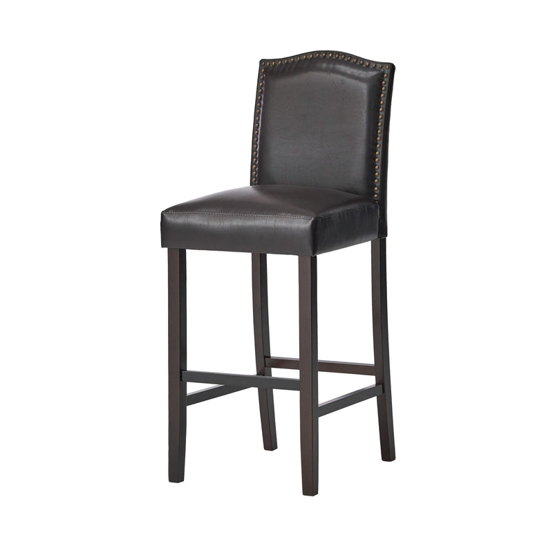 Bar Stools (Set of 2), Upholstered Barstools Armless, Rubber Wood Leg - Brown