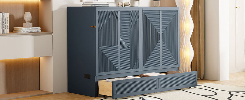 Murphy Bed With Large Drawer, USB Ports And Outlets