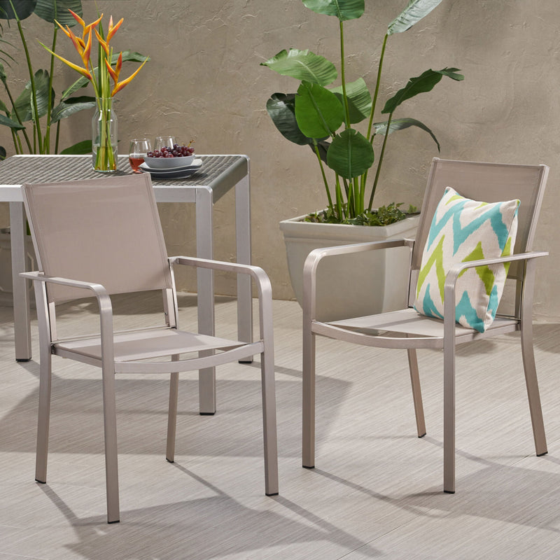 Waterfal - Outdoor Aluminum Dining Chair With Mesh Seat (Set of 2)